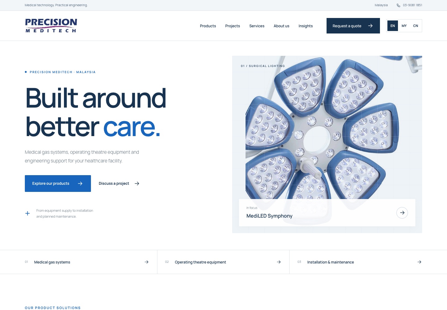 Precision Meditech medical equipment website homepage